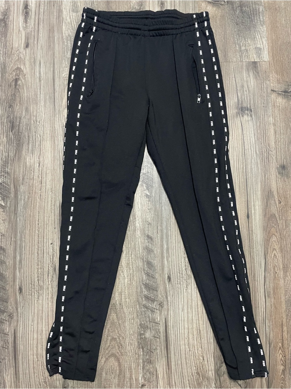 Pink Black Track Pants with White Side Stripe size Small